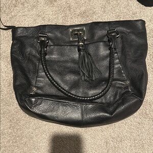 Elegant Black Leather Tote Bag